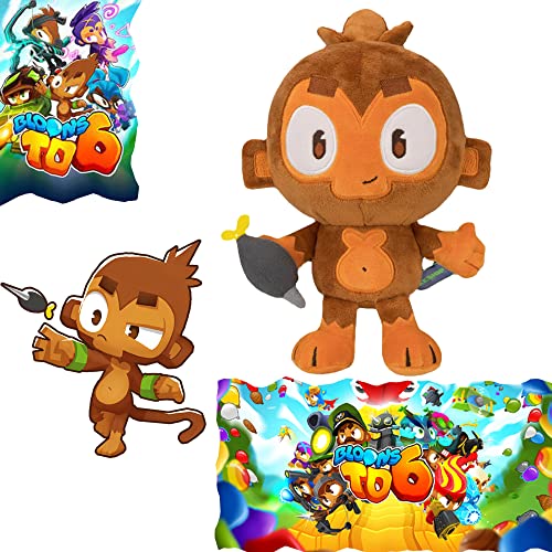 HUIO 6.2in ​​Dart Monkey Plush, Lindo Juguete de Peluche Bloons Regalo para niños y fanáticos (1 Piezas)