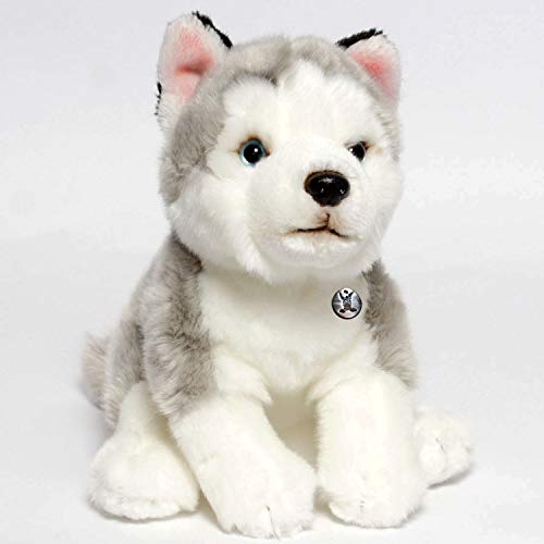 Husky Smila - Perro de peluche con forma de trineo (Alaskan Malamute sentado)