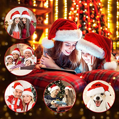 HUYIWEI 2 piezas de Gorros de Papa Noel,gorro de Papá Noel,Terciopelo Gorro Navideño,gorro de felpa de Papá Noel para adultos y niños,Cómodo de llevar,diseño clásico,40*28cm