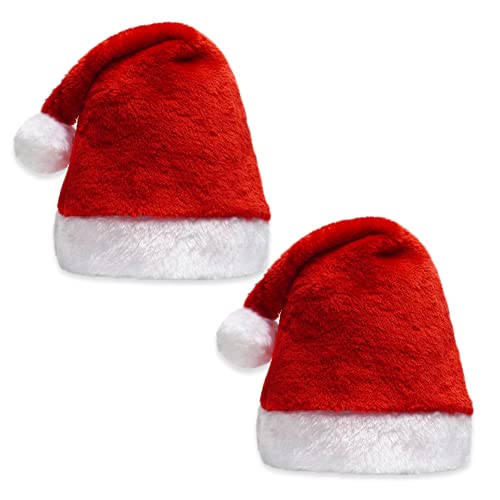 HUYIWEI 2 piezas de Gorros de Papa Noel,gorro de Papá Noel,Terciopelo Gorro Navideño,gorro de felpa de Papá Noel para adultos y niños,Cómodo de llevar,diseño clásico,40*28cm