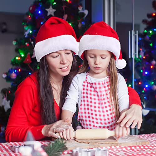 HUYIWEI Gorro de Navidad,2 Piezas de Gorro de Navidad de Felpa,Juego de Gorro de Navidad Unisex,Gorro de Invierno de Santa Para Adultos,Lindo,Suave y Agradable