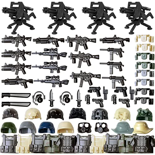 HYMAN 54 unidades de armas WW2, minifiguras personalizadas, juego de armas para minifiguras de soldados, militares Swat, compatible con Lego