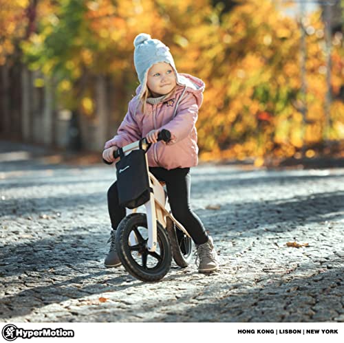 HyperMotion Bicicleta sin pedales de madera para niños a partir de 2,5 años, con asiento ajustable, de madera, ligera, 2,2 kg, ruedas de 12 pulgadas, hasta 35 kg, color rosa