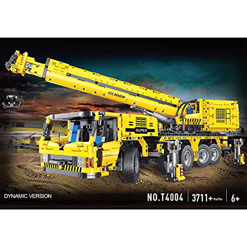 HYZH Camiones de ingeniería con grúa, 3711 bloques de construcción 2,4 G/aplicación 4 CH Technic control remoto Truck Engineering grúa con motor y mando a distancia, compatible con Lego Technic