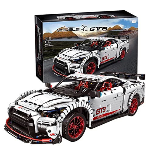 HYZH Coche deportivo 13172 de Technik Racing para Nissan GTR, 3358, bloques de construcción grandes, tecnología MOC, piezas de construcción, compatible con Lego Technic