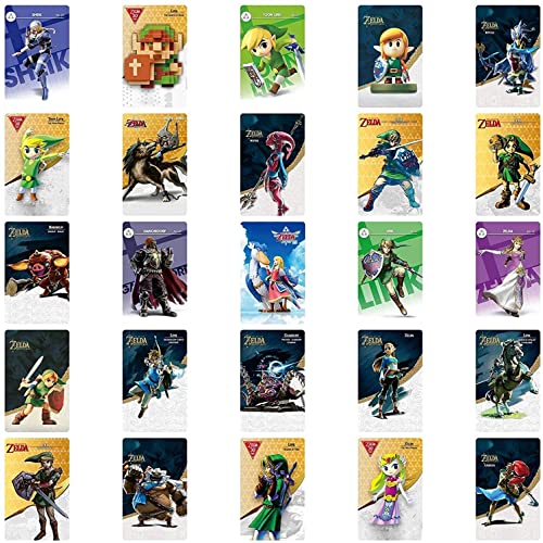 HYZH Pack de 25 tarjetas NFC para The Legend of Zelda Breath of The Wild and Zelda: Skyward Sword, Zelda Cards compatible con Switch/Lite Wii U - con caja de tarjetas