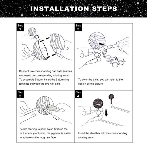 Hztyyier Juguete astronómico para niños, Bola Luminosa astronómica Ensamblaje de Ciencia Experimento científico Juguetes 9 Planetas Juguete del Sistema Solar maqueta del Sistema Solar