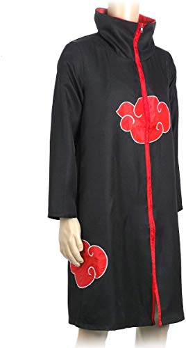 I3C Naruto Capa Akatsuki Abrigo de Hokage Cosplay Traje Capa de Nube Rojo Cuello Alto Vestido Anime Japonés para los Fans de Ninjia, poliéster.,