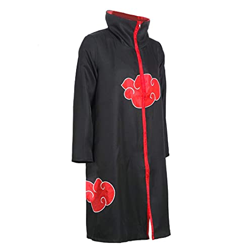 I3C Naruto Capa Akatsuki Abrigo de Hokage Cosplay Traje Capa de Nube Rojo Cuello Alto Vestido Anime Japonés para los Fans de Ninjia, poliéster.,