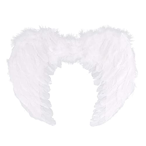 IBAKOM 3 unids/4 unids niños bebé niña ángel diablo bruja pluma ala hada traje de diadema tutú falda día de San Valentín Halloween Navidad carnaval cumpleaños traje de disfraces, Blanco-01, 2-12 años