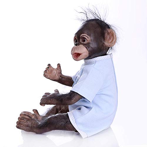 iCradle Mono Reborn 40 cm Muñecas Reborn Chimpancé Bebe Reborn Silicona Cuerpo Completo Hecha a Mano 16 Pulgadas Real Life Suave Silicona Jocko Muñecas (Blue)