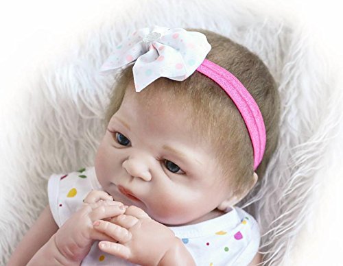 iCradle Reborn Baby Dolls 18 Pulgadas 45cm Muñecas Reborn Cuerpo Entero Silicona Realista Suave de Vinilo Lifelike Chica Bebé Reborn Niña Nacido Regalo de Juguete (White Headband)