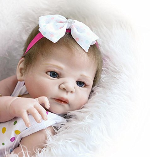 iCradle Reborn Baby Dolls 18 Pulgadas 45cm Muñecas Reborn Cuerpo Entero Silicona Realista Suave de Vinilo Lifelike Chica Bebé Reborn Niña Nacido Regalo de Juguete (White Headband)