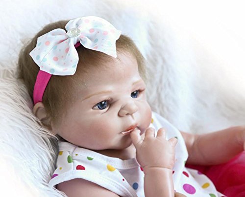 iCradle Reborn Baby Dolls 18 Pulgadas 45cm Muñecas Reborn Cuerpo Entero Silicona Realista Suave de Vinilo Lifelike Chica Bebé Reborn Niña Nacido Regalo de Juguete (White Headband)