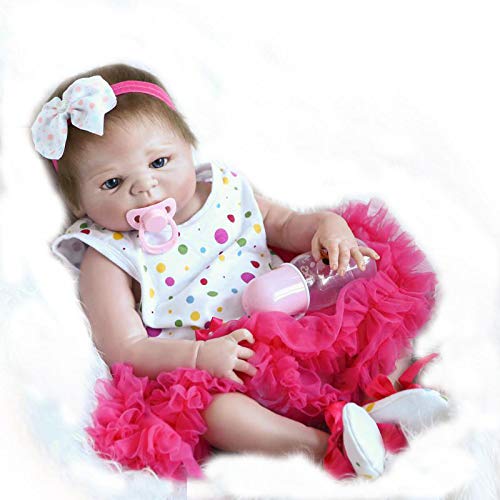 iCradle Reborn Baby Dolls 18 Pulgadas 45cm Muñecas Reborn Cuerpo Entero Silicona Realista Suave de Vinilo Lifelike Chica Bebé Reborn Niña Nacido Regalo de Juguete (White Headband)