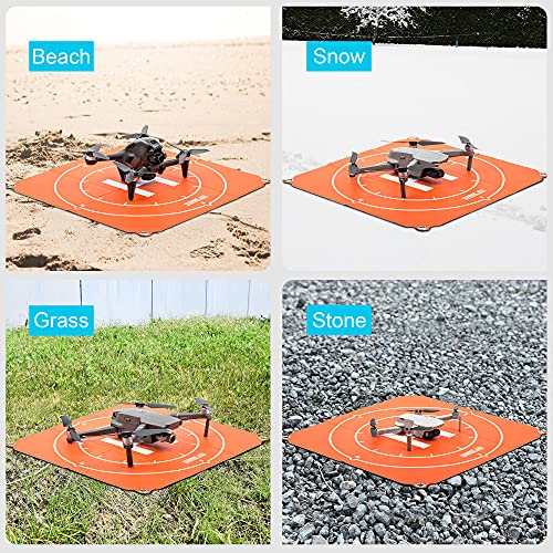 iEago RC Drone Landing Pad plegable (50 cm x 50 cm) + Cable de cuello ajustable para mando a distancia para DJI Mavic 3/Air 2/Air 2S/Mavic Mini/Mini 2/Mavic Pro/Mavic 2 Pro/Zoom/Spark/FPV Drone