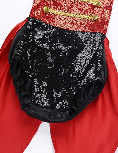 IEFIEL Disfraz de Domadora para Niña/Niño Pelele Lentejuelas con Fleco de Fiesta Carnaval Holloween Body de Circos para Bebe Recien Nacido Negro&Rojo 12-18 Meses