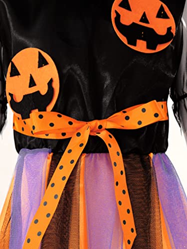 iiniim Disfraz Bruja Vampiresa para Niñas Infantil Vestidos Tutú Princesa con Sombrero y Varita Costume Halloween Carnaval Fiesta de Cosplay Party Actuación 2-12 Años Negro&Naranja 5-6 años