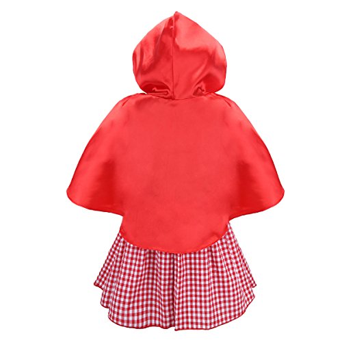 iiniim Disfraz Caperucita Roja Niña Bebé Ropa Recien Nacido Vestido Princesa Medieval Fiesta Carnaval Cosplay Halloween Traje de Ceremonia Conjunto Capa + Vestido Princesa Rojo&Blanco 9-12 Meses