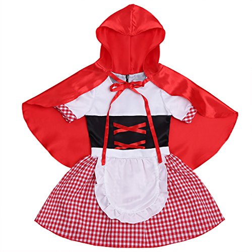 iiniim Disfraz Caperucita Roja Niña Bebé Ropa Recien Nacido Vestido Princesa Medieval Fiesta Carnaval Cosplay Halloween Traje de Ceremonia Conjunto Capa + Vestido Princesa Rojo&Blanco 9-12 Meses