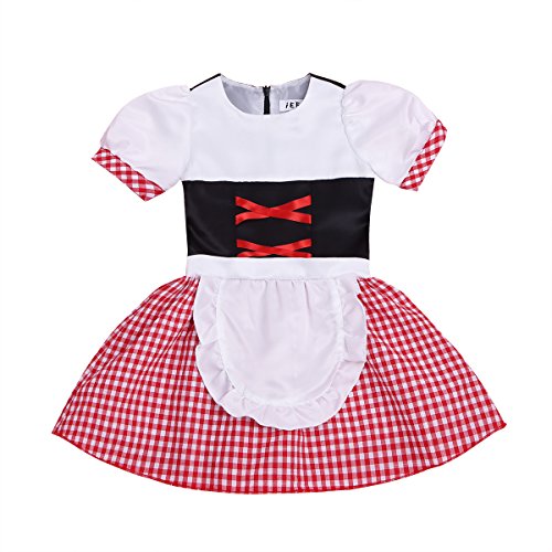 iiniim Disfraz Caperucita Roja Niña Bebé Ropa Recien Nacido Vestido Princesa Medieval Fiesta Carnaval Cosplay Halloween Traje de Ceremonia Conjunto Capa + Vestido Princesa Rojo&Blanco 9-12 Meses