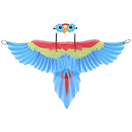 iiniim Disfraz Lorito para Niño Niña Ala de Pájaro Tela Ligera con Máscara de Pajaros Disfraces Loro de Halloween Fiesta Carnaval 3-10 Años Azul One Size