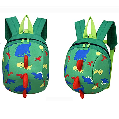 Ikaif Mochila Para Niños Con Correa De Seguridad, Bolsa De Dinosaurio Para Niños Lindos Antipérdida Para Niños Y Niñas, Mochila De Escuela De Jardín De Infantes (Green)