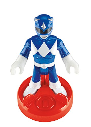 Imaginext CHJ09 Figuras de Triceratops y del Power Ranger Azul de los Power Ranger