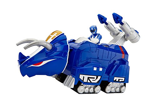 Imaginext CHJ09 Figuras de Triceratops y del Power Ranger Azul de los Power Ranger