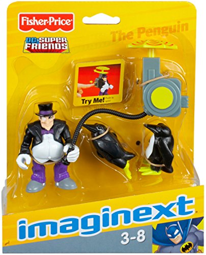 Imaginext M5646 – DC Super Friends Toy – Figura de pingüino con Paraguas Giratorio y pingüinos – Batman Villain Playset