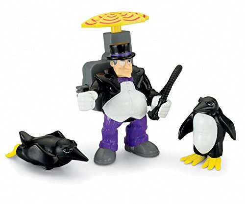 Imaginext M5646 – DC Super Friends Toy – Figura de pingüino con Paraguas Giratorio y pingüinos – Batman Villain Playset