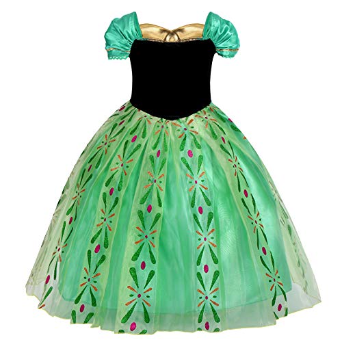 IMEKIS Niñas Anna Frozen Disfraz Princesa Halloween Navidad Carnaval Cosplay Vestirse Elegante Vestido de Cumpleaños con Accesorios Traje de Fiesta