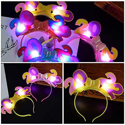 IMIKEYA 6 Piezas Feliz Año Nuevo 2022 Diadema Boppers Led Photo Stand Accesorios para Fiesta de Graduación Suministros Brillantes Aros para El Pelo Accesorios para Fotos Color Aleatorio