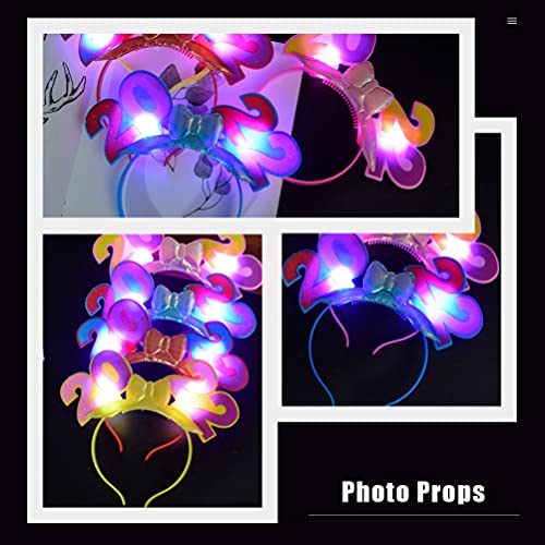 IMIKEYA 6 Piezas Feliz Año Nuevo 2022 Diadema Boppers Led Photo Stand Accesorios para Fiesta de Graduación Suministros Brillantes Aros para El Pelo Accesorios para Fotos Color Aleatorio