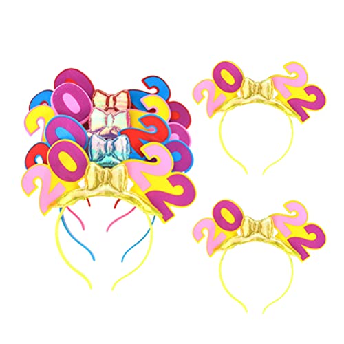 IMIKEYA 6 Piezas Feliz Año Nuevo 2022 Diadema Boppers Led Photo Stand Accesorios para Fiesta de Graduación Suministros Brillantes Aros para El Pelo Accesorios para Fotos Color Aleatorio