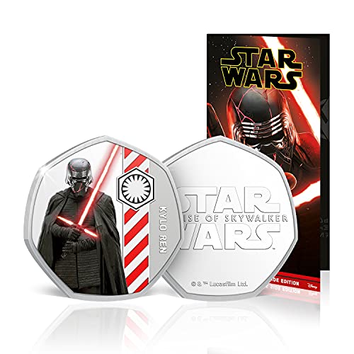 IMPACTO COLECCIONABLES Star Wars El Ascenso de Skywalker - Lado Oscuro de la Fuerza - 8 Monedas / Medallas Heptagonales 50p, con baño en Plata .999