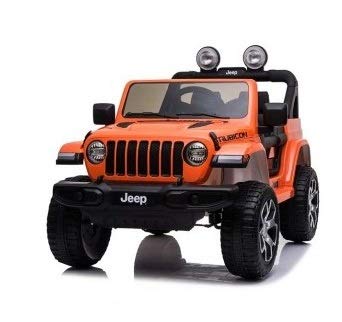 Indalchess Jeep RUBICÓN 12V para NIÑOS, Naranja, Mando RC, 4 Motores, Full Option, Mando Radio Control Parental