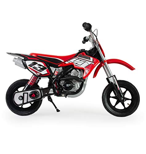 INJUSA - Moto Red Fighter 24V Roja para Niños +6 Años con Ruedas Hinchables Aceleración Progresiva en Puño y Freno de Tambor