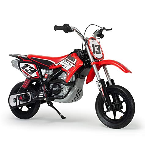 INJUSA - Moto Red Fighter 24V Roja para Niños +6 Años con Ruedas Hinchables Aceleración Progresiva en Puño y Freno de Tambor