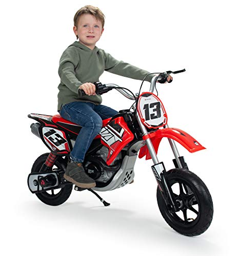 INJUSA - Moto Red Fighter 24V Roja para Niños +6 Años con Ruedas Hinchables Aceleración Progresiva en Puño y Freno de Tambor