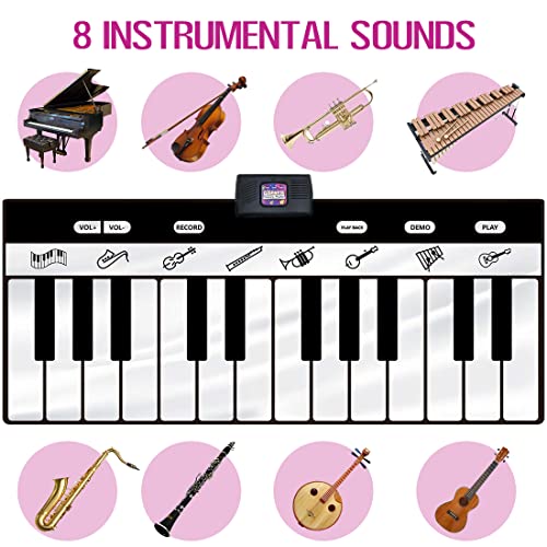 Innedu Alfombrilla da Piano, Grande Piano Mat (180 cm * 74 cm) 24 Teclas Alfombra Musical con 8 Instrumentos Musicales, Alfombra de Baile para Que Varias Personas Jueguen para Niñas y Niños