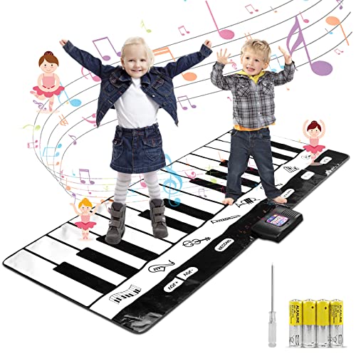 Innedu Alfombrilla da Piano, Grande Piano Mat (180 cm * 74 cm) 24 Teclas Alfombra Musical con 8 Instrumentos Musicales, Alfombra de Baile para Que Varias Personas Jueguen para Niñas y Niños