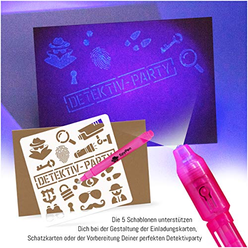 Int! rend  pack de 17 Pluma secreta para fiesta de cumpleaños para niños Detective Party Treasure Hunt Party Favors Adult Party Secret Pen con luz UV