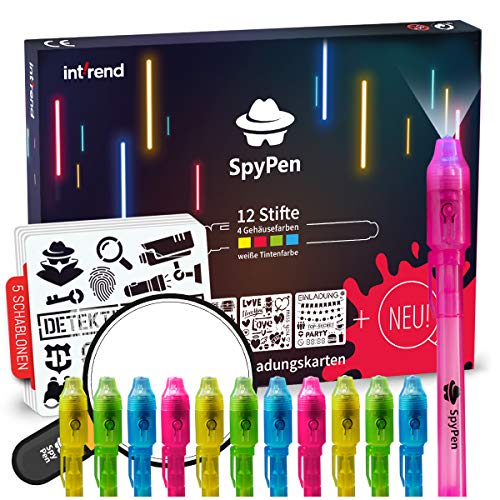 Int! rend  pack de 17 Pluma secreta para fiesta de cumpleaños para niños Detective Party Treasure Hunt Party Favors Adult Party Secret Pen con luz UV