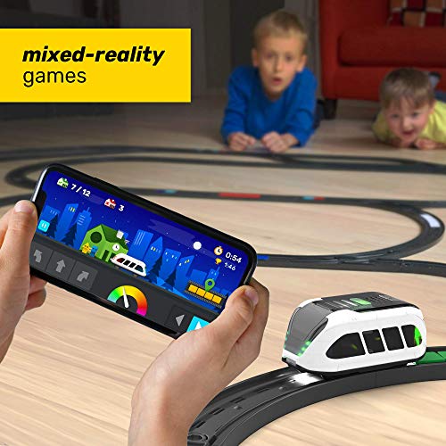 intelino J-1 Smart Train Kit de Inicio - El Tren y Robot de Juguete Que Enseña a Codificar con Juegos - Compatible con el Tren de Madera - Funciona sin Pantalla y Conectado a la App - Edad 3+