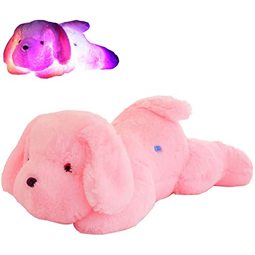 ISAKEN Colorido Luminoso Perro, LED Que Brilla intensamente del Perro de Perrito de Peluche Juguetes, Almohada De Felpa Cojín Juguetes para Niños Muñeco De Peluche Regalo De Cumpleaños para Niño