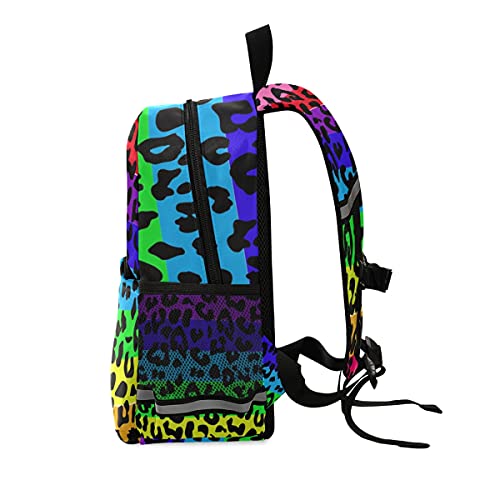 ISAOA - Mochila para niños con riendas para niños, diseño de leopardo, multicolor con estampado de arcoíris