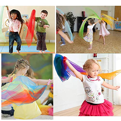 ISIYINER Pañuelos de Baile 20 Piezas Pañuelos de Malabares Multicolor Cuadrado Pañuelos Mágicos de Seda para Niños Chicas Actividades de Fiesta decoración y Juegos Accesorios 60 * 60cm 10 Colores