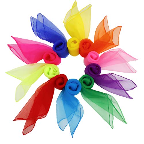 ISIYINER Pañuelos de Baile 20 Piezas Pañuelos de Malabares Multicolor Cuadrado Pañuelos Mágicos de Seda para Niños Chicas Actividades de Fiesta decoración y Juegos Accesorios 60 * 60cm 10 Colores