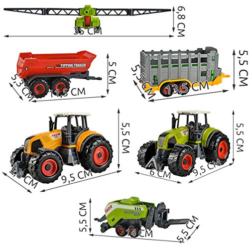 ISO TRADE Farm - Juego de 6 dispositivos agrícolas para niños tractores y remolques